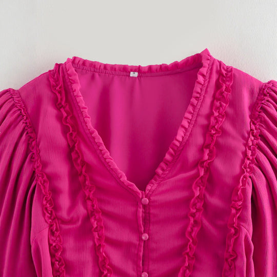 Damen verspieltes Minikleid mit Rüschendetails und Taillengürtel R&B