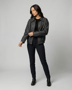Damen Oversize PU-Lederjacke Herbst Vintage Style Winddicht