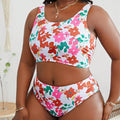 Damen-Bikini-Set mit floralem Oberteil und hochgeschnittenem Slip