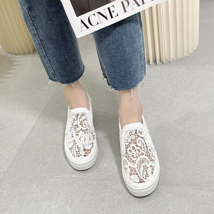 Damen Slip-On Sneaker mit eleganter Spitzenstruktur und komfortablem Fußbett R&B