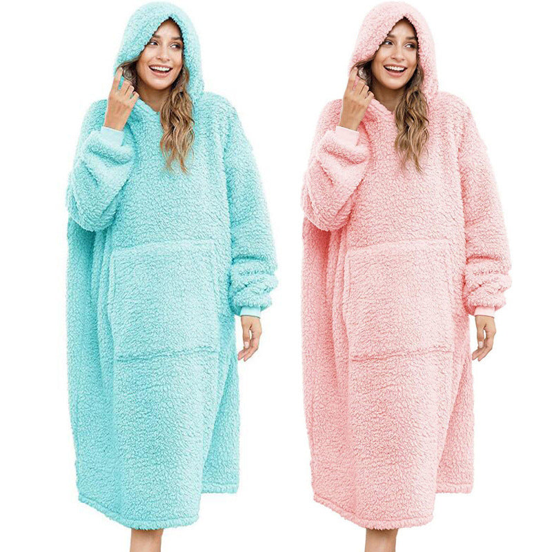Herren Kuscheliger Fleece-Bademantel mit Kapuze und Taschen