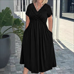 Damen Jumpsuit mit figurbetontem Wickeldesign und elegantem V-Ausschnitt R&B