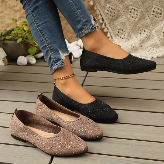 Damen Glitzernde Ballerinas mit atmungsaktivem Obermaterial und komfortablem Fußbett R&B