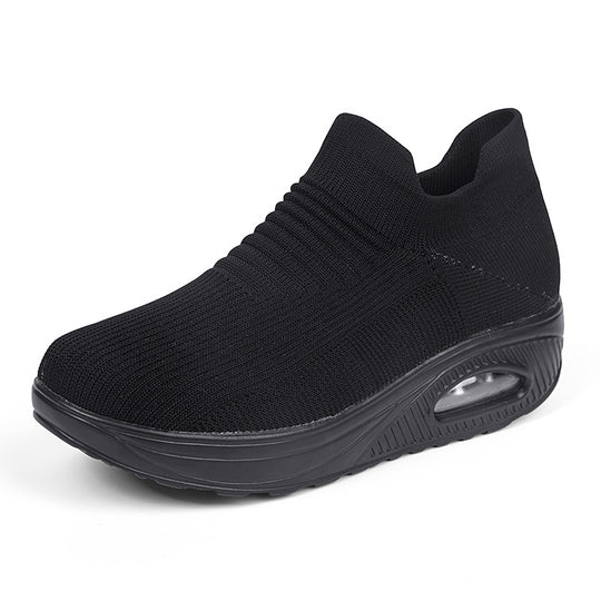 Damen nan gestrickter Schlupf-Walking-Sneaker mit anatomischer Pronationsstütze, Luftpolster-Zwischensohle und sockenähnlichem Schaft R&B