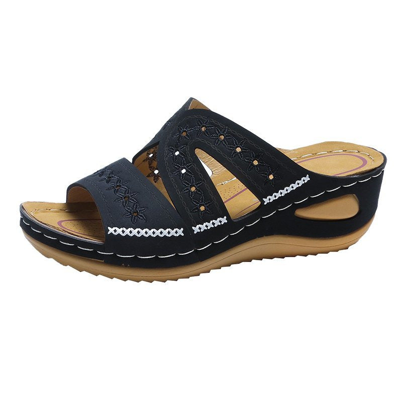 Damen Komfortable Wedge-Sandalen mit modischem Schnitt und floralem Design R&B