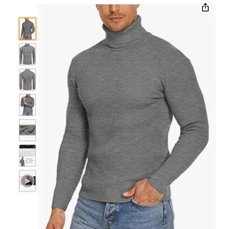 Herren Stehkragen Pullover aus ribbeltem Strick R&B