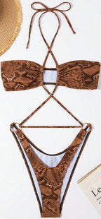 Damen Triangel-Bikini mit raffiniertem Kreuzdesign