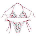 Damen Triangel-Bikini mit Krawattenverschluss und verspieltem Kirschdesign R&B
