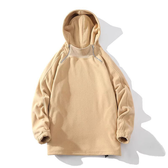 Herren Fleece Hoodie mit Reißverschluss und hohem Kragen R&B