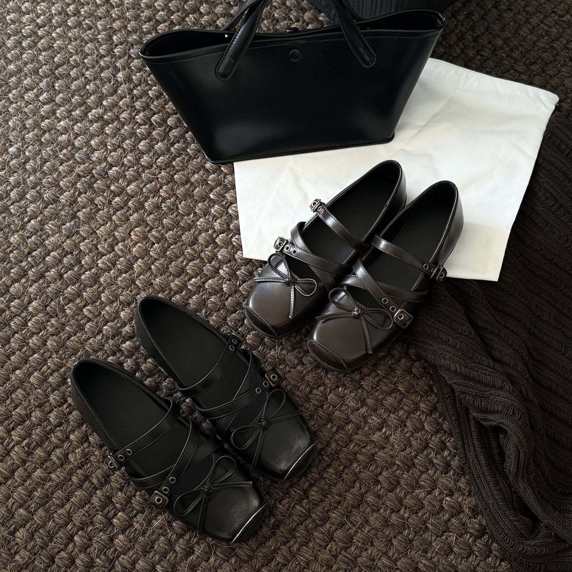 Damen elegante Mokassins mit dekorativem Schleifen-Detail und speziellen Riemen R&B