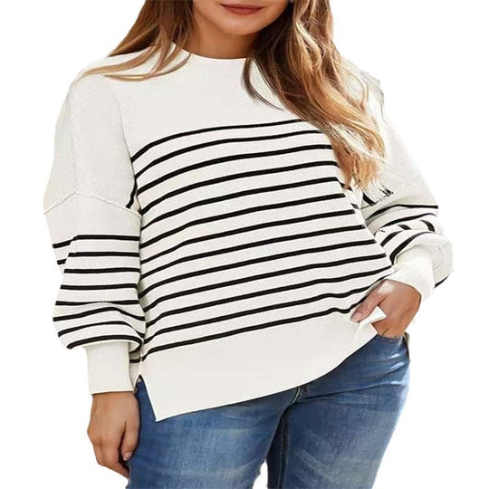 Damen gestreifter Sweatshirtpullover R&B