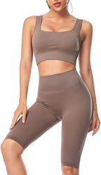 Damen Sportliches Wellness-Set mit Crop Top und Radlerhose R&B