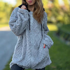 Damen kuschelige Fleecejacke mit Kapuze R&B