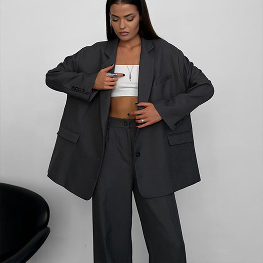Damen elegantes Blazer-Set mit weitem Schnitt R&B