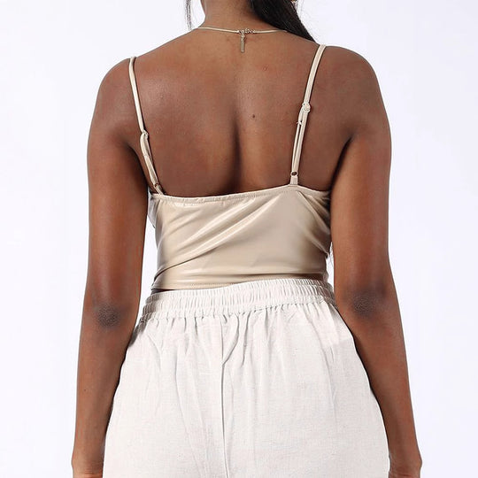 Damen Cropped Top mit elegantem V-Ausschnitt und figurbetonter Passform R&B