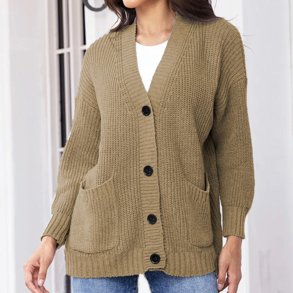 Damen Grobstrick-Cardigan mit praktischen Taschen und lässigem Schnitt R&B