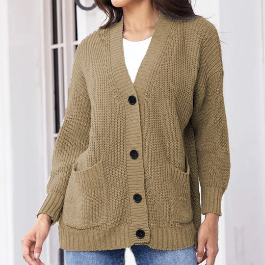Damen Grobstrick-Cardigan mit praktischen Taschen und lässigem Schnitt R&B