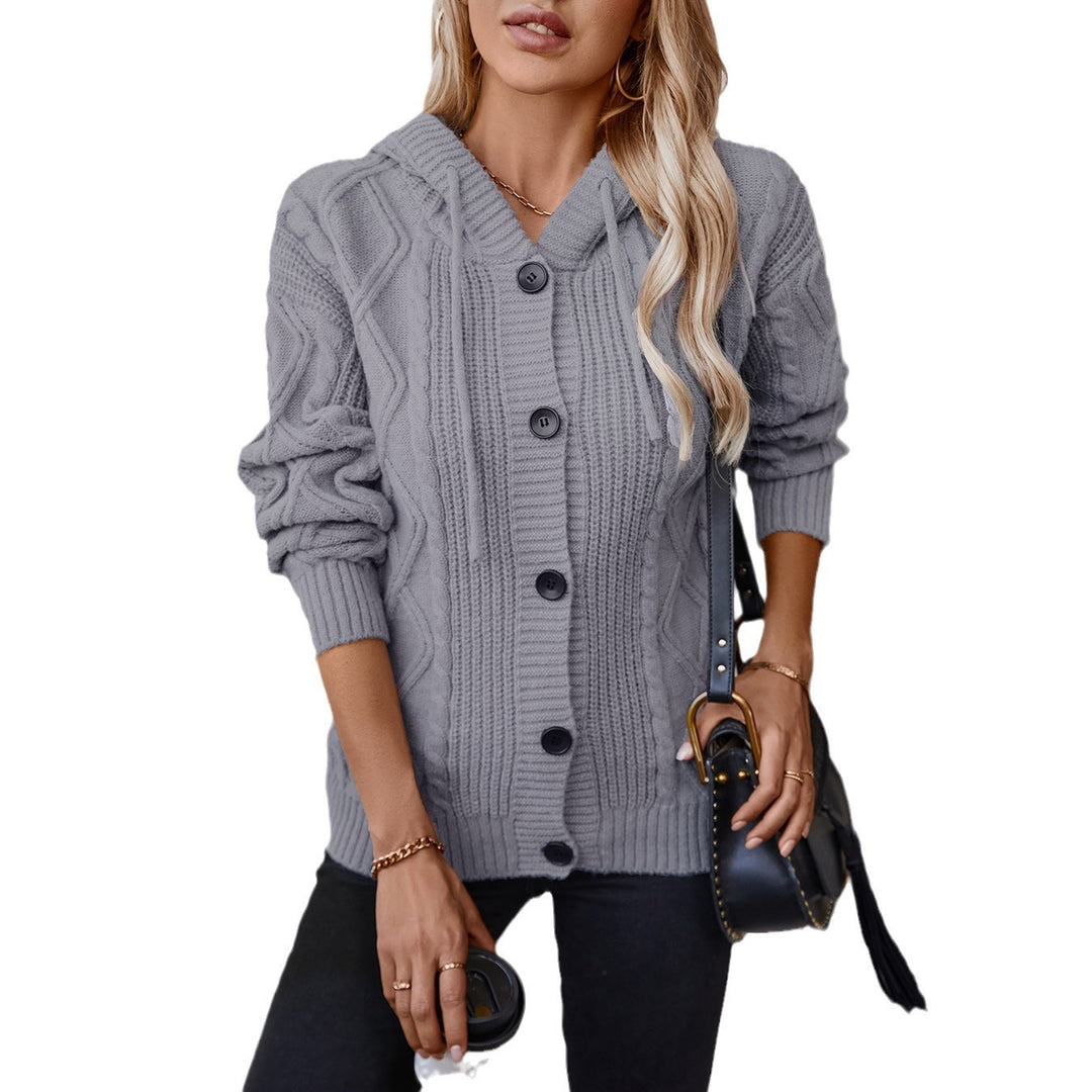 Damen Strickjacke mit Kapuze und strukturiertem Design R&B