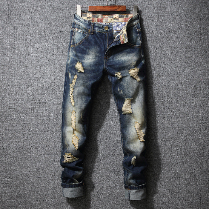 Herren Zerrissene Denim-Jeans mit lässigem Schnitt R&B