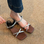 Damen elegante Strandsandalen mit verstellbaren Riemen und komfortablem Fußbett R&B