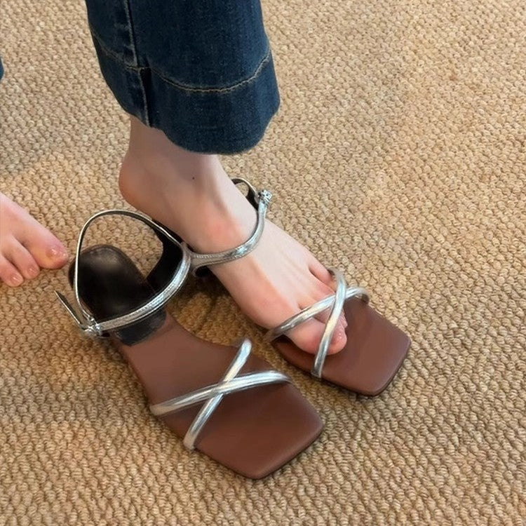 Damen elegante Strandsandalen mit verstellbaren Riemen und komfortablem Fußbett R&B