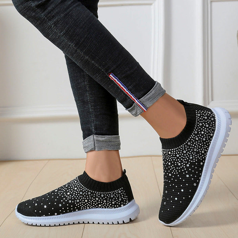 Damen Glitzernde Slip-On Sneaker mit atmungsaktivem Obermaterial und rutschfester Sohle R&B