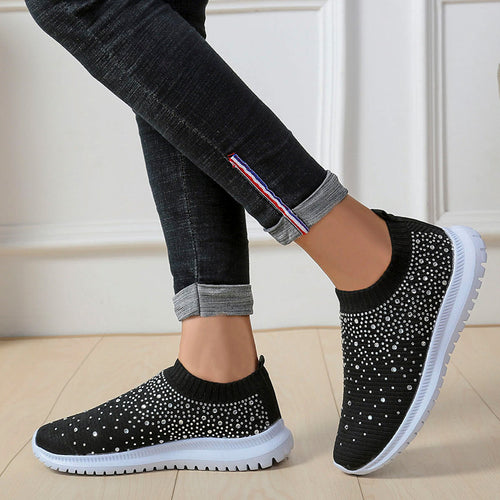 Damen Glitzernde Slip-On Sneaker mit atmungsaktivem Obermaterial und rutschfester Sohle R&B