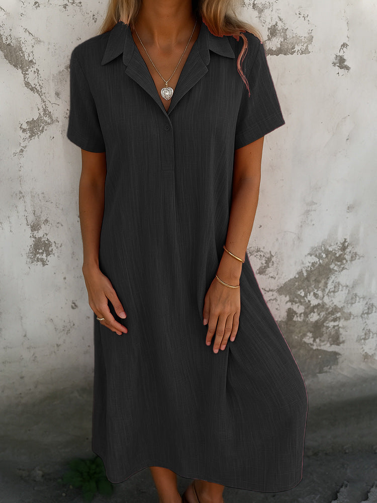Damen Hemdkleid mit kurzen Ärmeln und eleganter Knopfleiste R&B