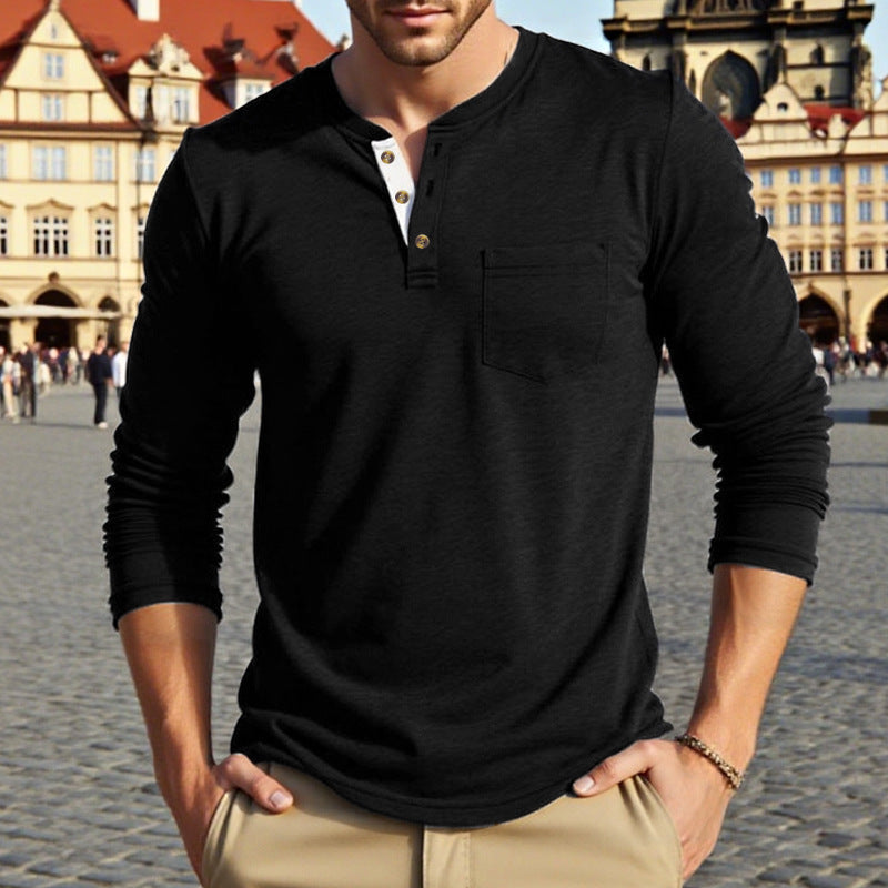 Herren Langarm-Hemd mit Knopfleiste und praktischer Brusttasche R&B