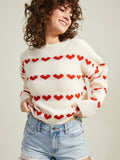 Damen gemütlicher Pullover mit Herzmuster R&B