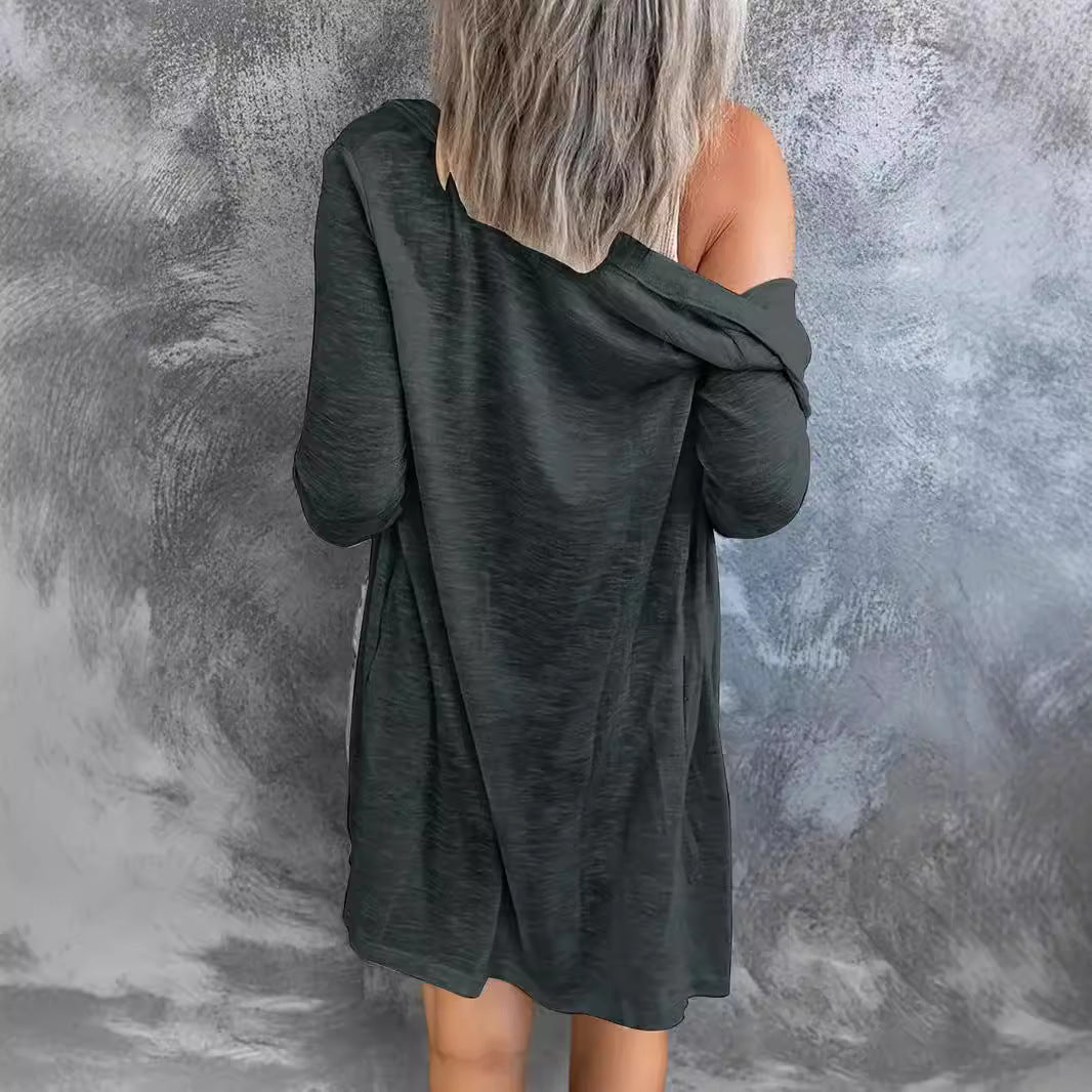 Damen Langer Strickcardigan mit Taschen