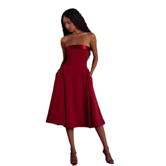 Damen Elegantes Midi-Ballkleid mit schwingendem Rock R&B