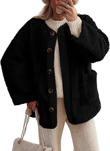 Damen kuschelige Teddyjacke mit farblich abgestimmtem Kragen R&B