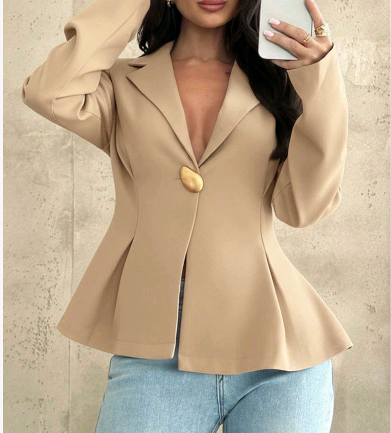 Damen Peplum-Blazer mit ausgefallenen Knopfdetails R&B