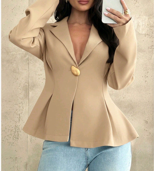 Damen Peplum-Blazer mit ausgefallenen Knopfdetails R&B