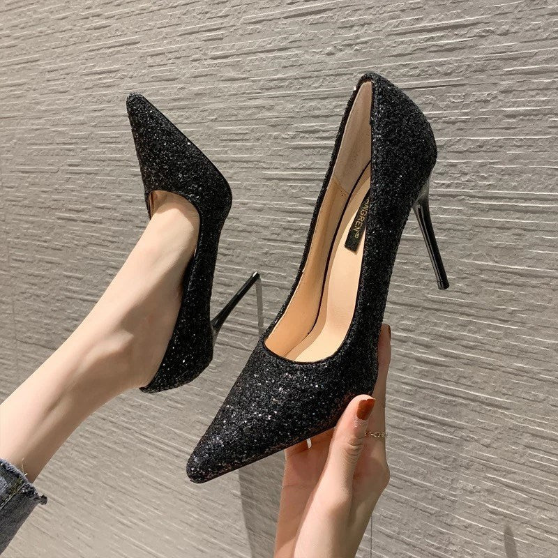 Damen Glitzernde High-Heel Pumps mit elegantem spitzen Design R&B
