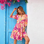 Damen Blusenkleid mit floralen Prints und voluminösen Ärmeln R&B