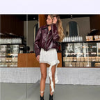 Damen Elegante Satin-Shorts mit Spitzenbordüre und asymmetrischem Saum R&B