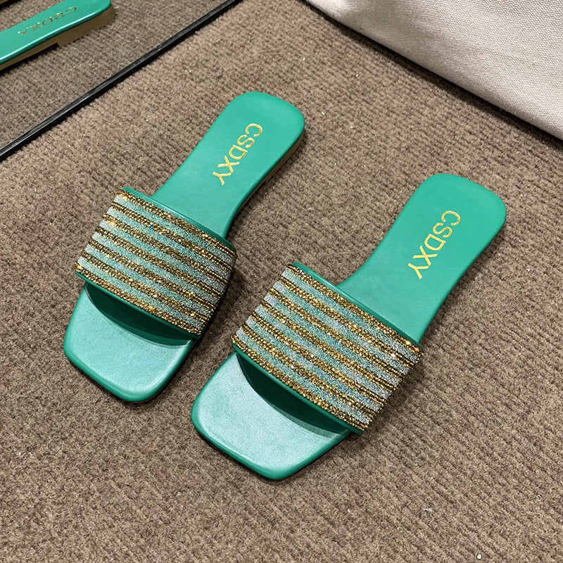 Damen Glamouröse Slipper mit dekorativer Strassverzierung R&B