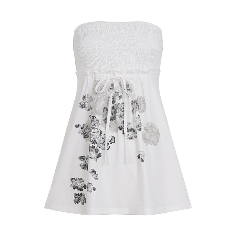Damen Baumwollrock mit floralen Mustern und elastischem Bund R&B