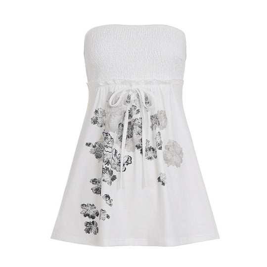 Damen Baumwollrock mit floralen Mustern und elastischem Bund R&B