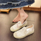Damen Slip-On Sneakers mit floralem Mesh-Obermaterial und elastischem Einstieg R&B