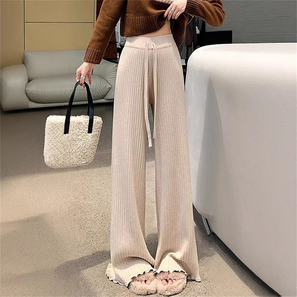 Damen Fließende Strickhose mit weichem Material und elegantem Saum R&B