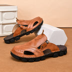 Herren Bequeme Leder-Sandalen mit verstellbarem Riemensystem R&B