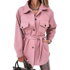 Damen Utility-Jacke mit modischem Gürtel und praktischen Taschen R&B