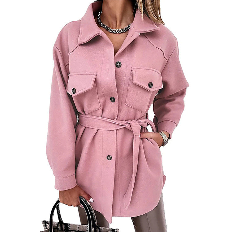 Damen Utility-Jacke mit modischem Gürtel und praktischen Taschen R&B