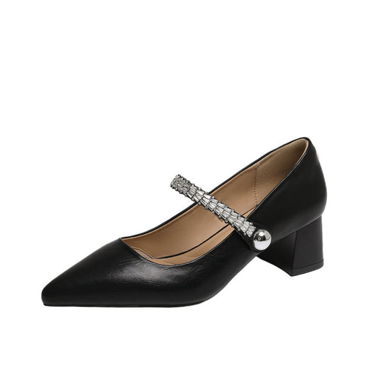 Damen spitze Pumps mit verziertem Riemchen und elegantem Blockabsatz R&B