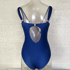 Damen Einteiliger Badeanzug mit asymmetrischem Leo-Muster R&B