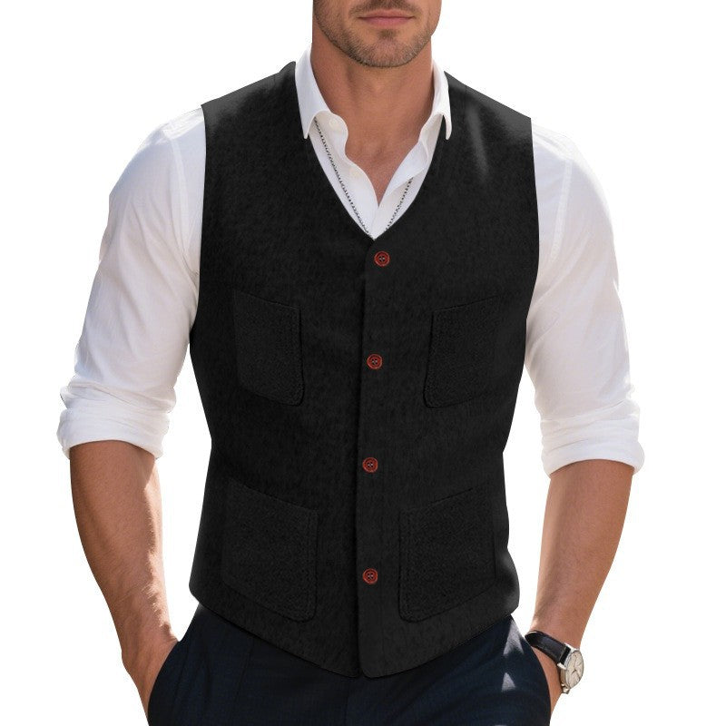 Herren Weste mit funktionalen Taschen und eleganten Knopfdetails R&B