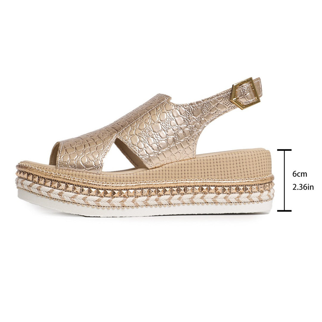 Damen Riemensandalen mit modischer Schmuckverzierung und Plateau-Rand R&B